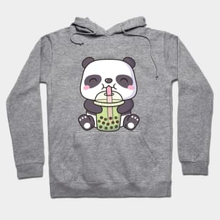 Cute Little Panda Drinking Matcha Boba Tea Hoodie